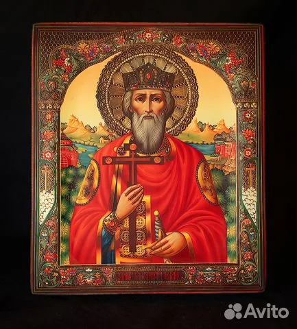 Икона деревянная "Святой князь Владимир" в подарок