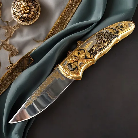 Подарочный складной нож «Тигр лежит»