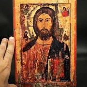 Икона "Христос Вседержитель" дерево, ручная работа — оригинальный подарок — фотография 1