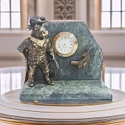 Подарочные бронзовые часы «Бык-ковбой» со змеевиком — фотография 1