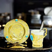 Фарфоровая кофейная пара "Бирюза". Златоуст — необычный подарок — фотография 1