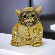 На память: Скульптура «Котик в кепке» из камня — фотография 1