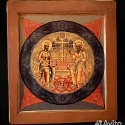 На память: Деревянная икона "Троица Ветхозаветная" — фотография 4