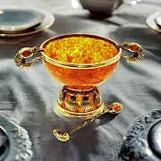 На память: Салатница суенирная из янтаря с ложкой — фотография 1