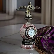 Подарочные настольные часы «Двуглавый орел» из змеевика и креноида — фотография 1