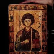 Икона "Святой Пантелеймон-целитель" дерево в подарок — фотография 1